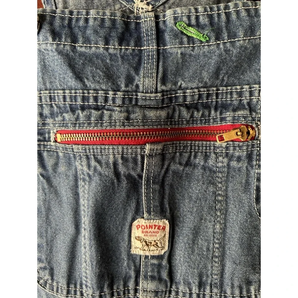 Vintage Pointer Brand Denim Overall Workwear USA Size W34 L36 Men 90s Worn - Picture 7 of 11